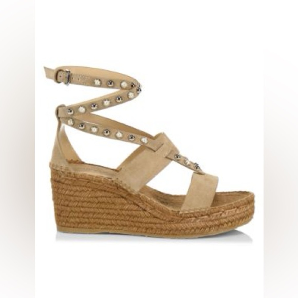JIMMY CHOO
Danica Embellished Suede Espadrille Platform Wedges